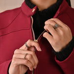 Maroon Quilted Jacket with Zipper Detail - Lakshita