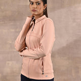 Peach Long-sleeve Jacket with Decorative Cuts - Lakshita