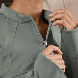 Green Long-sleeve Jacket with Decorative Cuts - Lakshita