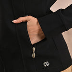 Black Long-sleeve Jacket with Decorative Cuts - Lakshita