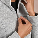 Grey High-Neck Zip-Up Casual Fleece Jacket - Lakshita