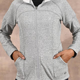 Grey High-Neck Zip-Up Casual Fleece Jacket - Lakshita