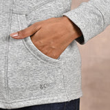Grey High-Neck Zip-Up Casual Fleece Jacket - Lakshita