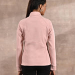 Pink High-Neck Zip-Up Casual Fleece Jacket - Lakshita