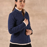 Blue Zip-front High-neck Fleece Jacket with Pockets - Lakshita