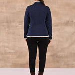 Blue Zip-front High-neck Fleece Jacket with Pockets - Lakshita