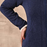 Blue Zip-front High-neck Fleece Jacket with Pockets - Lakshita