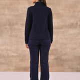 Navy Blue Zip-front High-neck Regular Jacket with Pockets - Lakshita