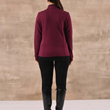 Maroon Zip-front High-neck Regular Jacket with Pockets - Lakshita