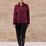 Maroon Zip-front High-neck Regular Jacket with Pockets - Lakshita