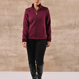 Maroon Zip-front High-neck Regular Jacket with Pockets - Lakshita