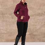 Maroon Zip-front High-neck Regular Jacket with Pockets - Lakshita