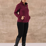 Maroon Zip-front High-neck Regular Jacket with Pockets - Lakshita