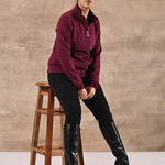 Maroon Zip-front High-neck Regular Jacket with Pockets - Lakshita