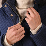 Navy Blue Quilted Jacket with attached Hood - Lakshita