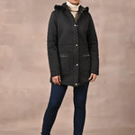 Black Quilted Jacket with attached Hood - Lakshita