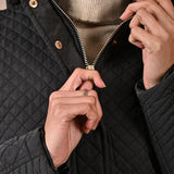 Black Quilted Jacket with attached Hood - Lakshita