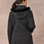 Black Quilted Jacket with attached Hood - Lakshita
