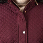 Maroon Quilted Jacket with attached Hood - Lakshita