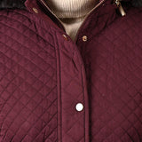 Maroon Quilted Jacket with attached Hood - Lakshita