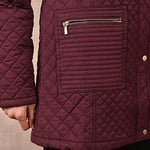 Maroon Quilted Jacket with attached Hood - Lakshita
