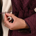 Maroon Quilted Jacket with attached Hood - Lakshita