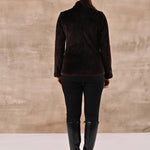 Brown Corduroy High Neck Jacket with Button Detailing - Lakshita