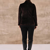 Brown Corduroy High Neck Jacket with Button Detailing - Lakshita