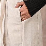 White Sleeveless Corduroy Trench Coat - Lakshita