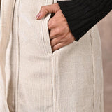 White Sleeveless Corduroy Trench Coat - Lakshita