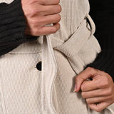 White Sleeveless Corduroy Trench Coat - Lakshita