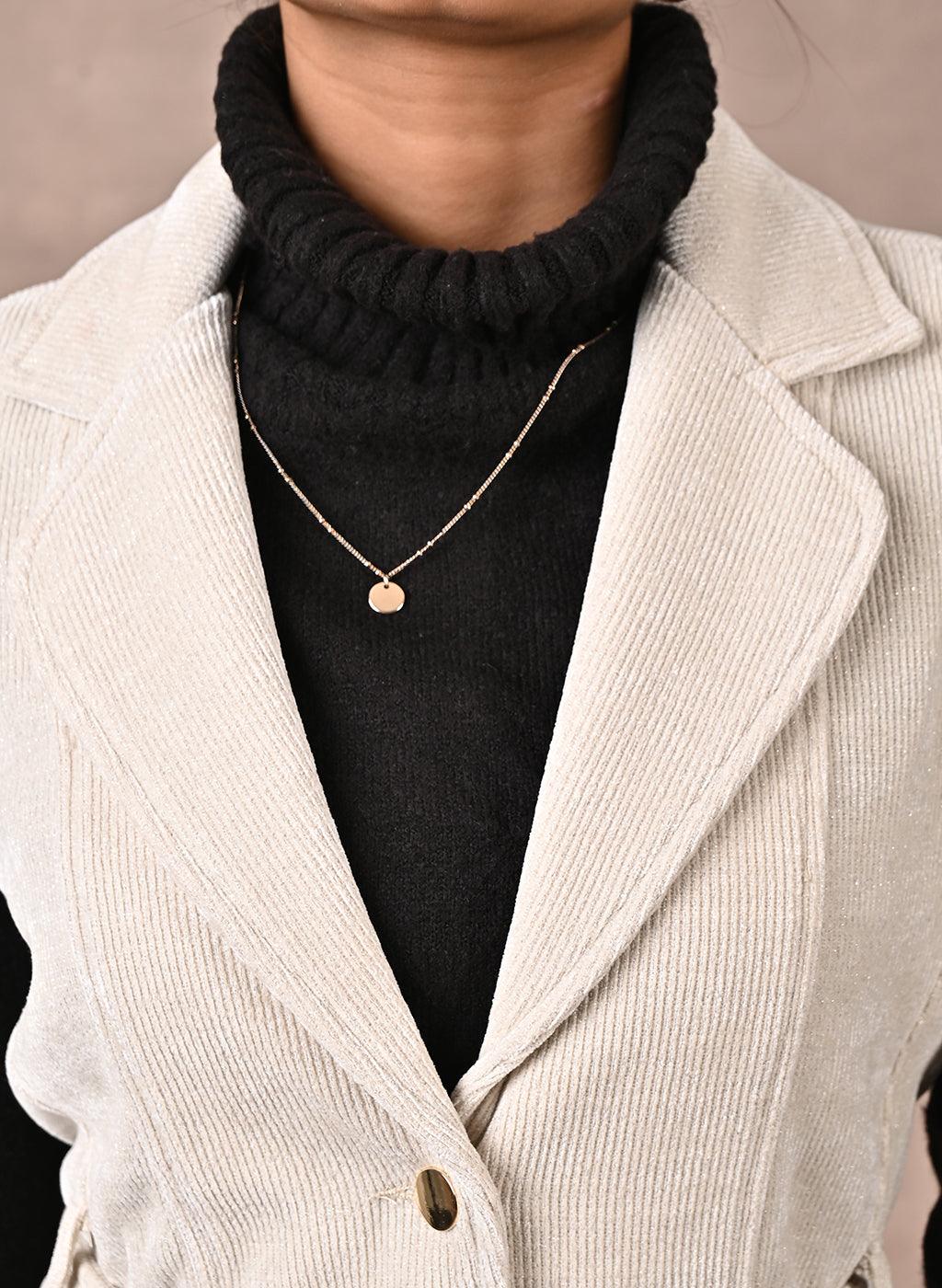 White Sleeveless Corduroy Trench Coat - Lakshita