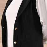 Black Sleeveless Trench Coat with Notch Collar - Lakshita