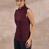 Maroon Sleeveless Winter Top with Fine Stich Detailing - Lakshita