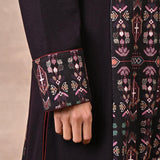 Purple Solid Kurta with Tribal Embroidery and Curved Hem - Lakshita