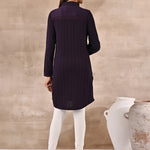 Purple Textured Full Sleeve Kurti - Lakshita