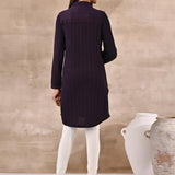 Purple Textured Full Sleeve Kurti - Lakshita