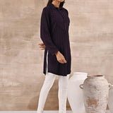 Purple Textured Full Sleeve Kurti - Lakshita