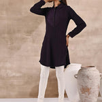 Purple Textured Full Sleeve Kurti - Lakshita