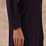 Purple Textured Full Sleeve Kurti - Lakshita
