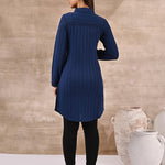 Blue Textured Full Sleeve Kurti - Lakshita