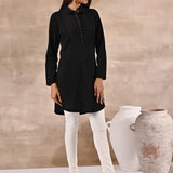 Black Textured Full Sleeve Kurti - Lakshita