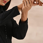 Black Textured Full Sleeve Kurti - Lakshita