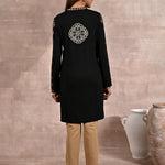 Black Solid Woolen Kurti with Foil Print - Lakshita