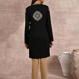 Black Solid Woolen Kurti with Foil Print - Lakshita