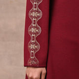 Maroon Solid Woolen Kurti with Foil Print - Lakshita