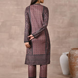 Back view of the Brown Velvet Kurta Set with Zari & Sequin Work