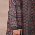 Print on the sleeveline of Brown Velvet Kurta Set with Zari & Sequin Work