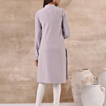 Full Sleeve Woolen Lavender Striped Kurti - Lakshita