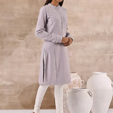 Full Sleeve Woolen Lavender Striped Kurti - Lakshita